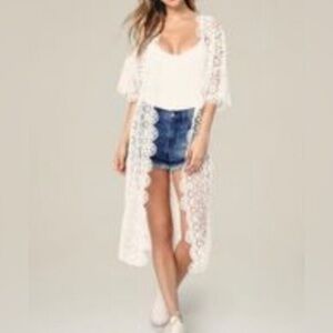 Bebe floral lace cover up white brand new with tag
